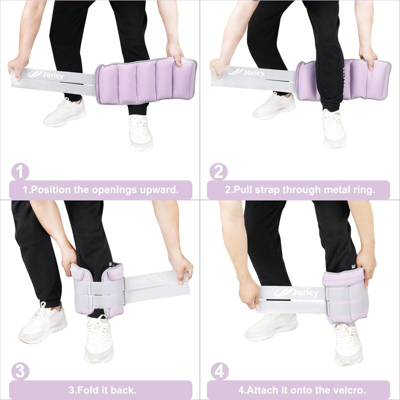 JORICY Adjustable Ankle Weights for Women Men 1/2/3/4/5/6/8/10/12/20 LBS 1 Pair Wrist Leg Arm Weights with Removable Weight Strength Training Weight for Walking Running Fitness Physical Therapy - Image 4